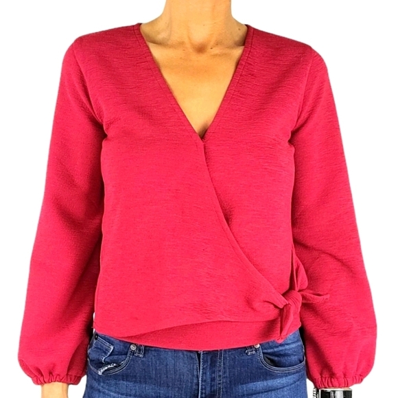 Madewell Texture & Thread Crepe Wrap Top Size Small Pink - Picture 6 of 6